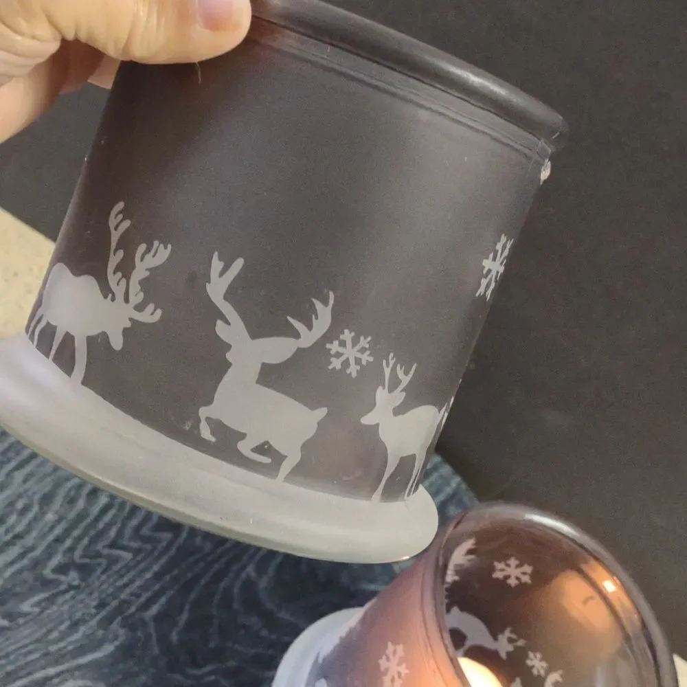 2 Large Yankee Candle Holders Deer and Moose   Ch 1B